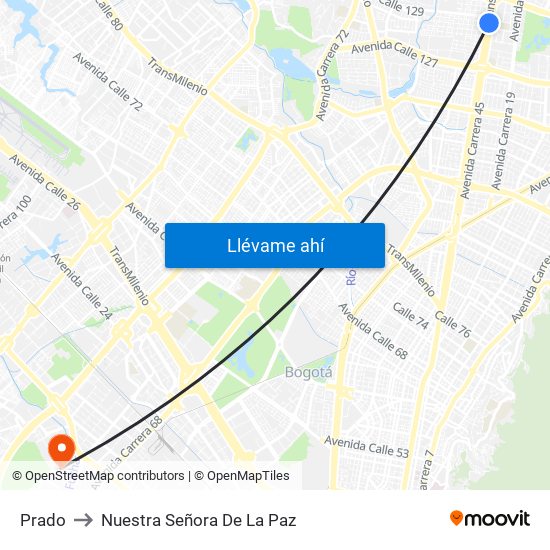 Prado to Nuestra Señora De La Paz map