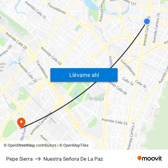 Pepe Sierra to Nuestra Señora De La Paz map