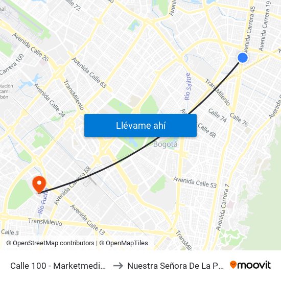 Calle 100 - Marketmedios to Nuestra Señora De La Paz map