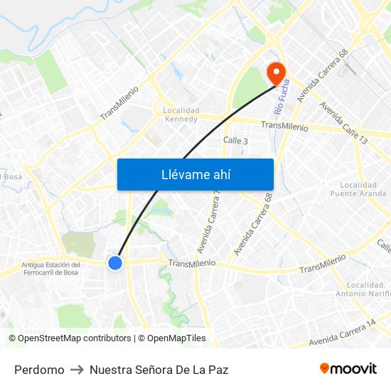 Perdomo to Nuestra Señora De La Paz map