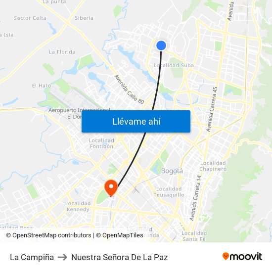 La Campiña to Nuestra Señora De La Paz map