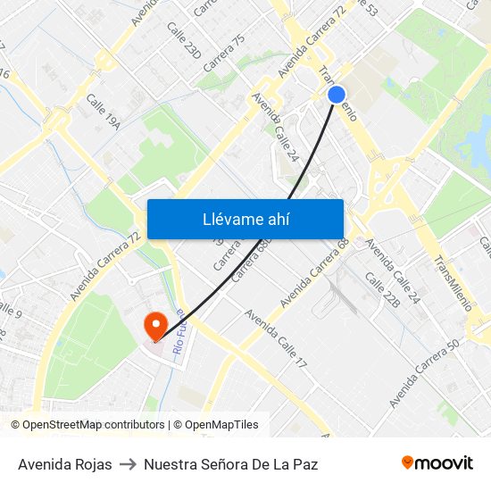 Avenida Rojas to Nuestra Señora De La Paz map