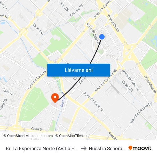 Br. La Esperanza Norte (Av. La Esperanza - Kr 69d) to Nuestra Señora De La Paz map