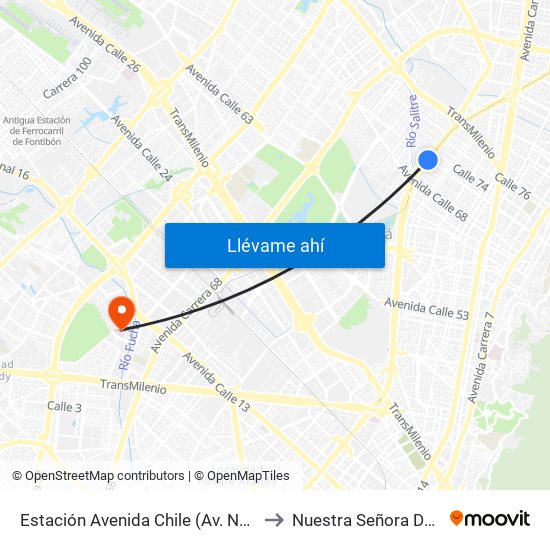 Estación Avenida Chile (Av. NQS - Cl 71c) to Nuestra Señora De La Paz map