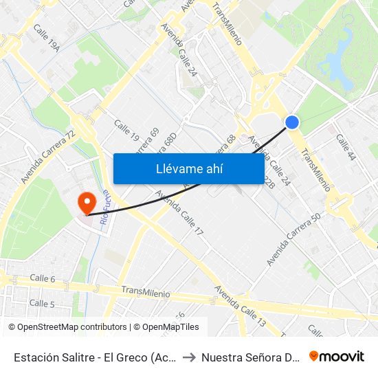 Estación Salitre - El Greco (Ac 26 - Ak 68) to Nuestra Señora De La Paz map