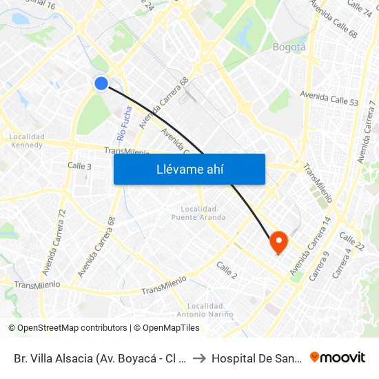 Br. Villa Alsacia (Av. Boyacá - Cl 12a) (A) to Hospital De San José map