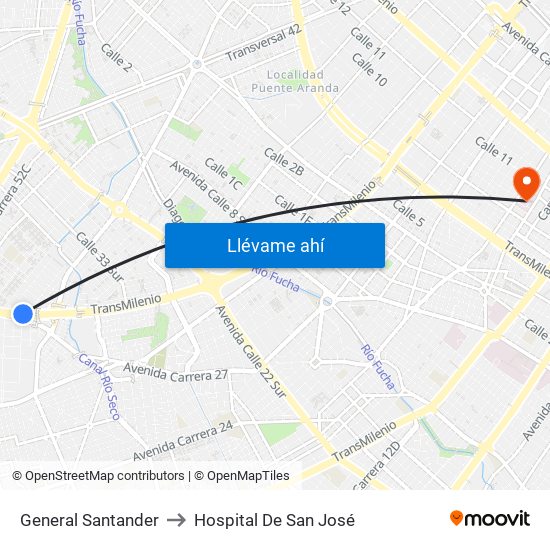 General Santander to Hospital De San José map