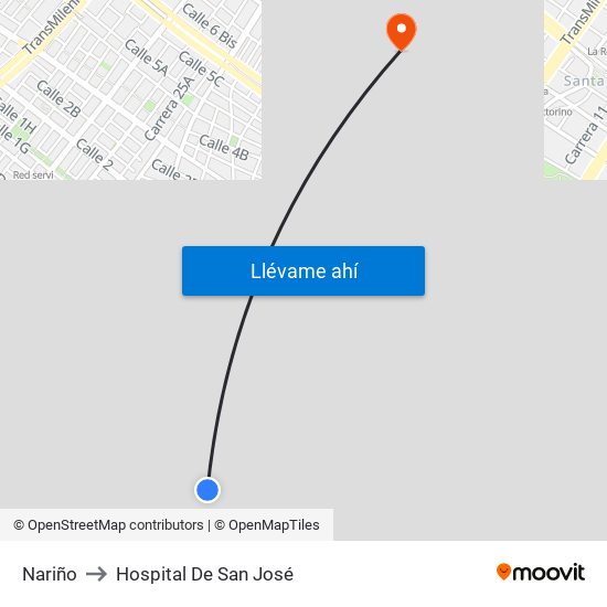 Nariño to Hospital De San José map