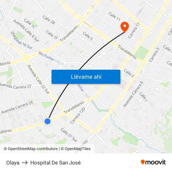 Olaya to Hospital De San José map