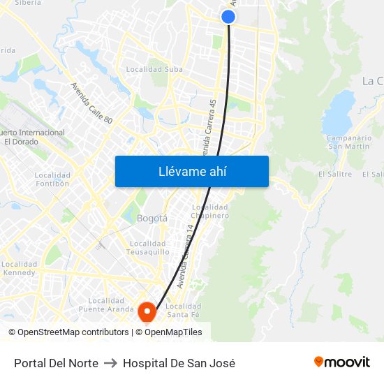 Portal Del Norte to Hospital De San José map