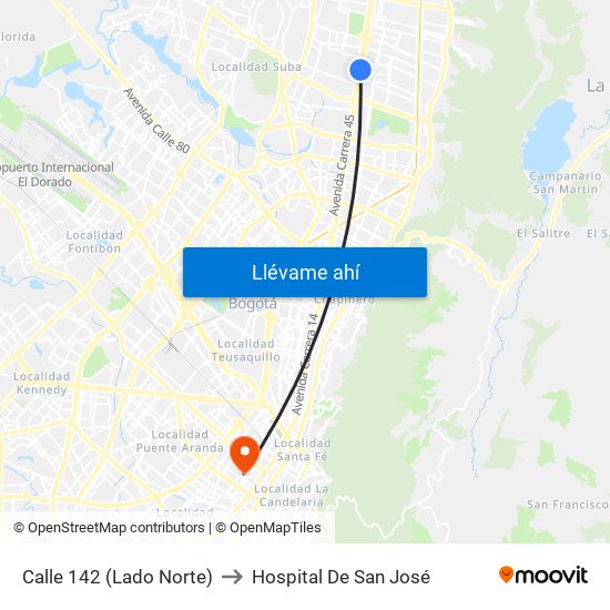 Calle 142 (Lado Norte) to Hospital De San José map