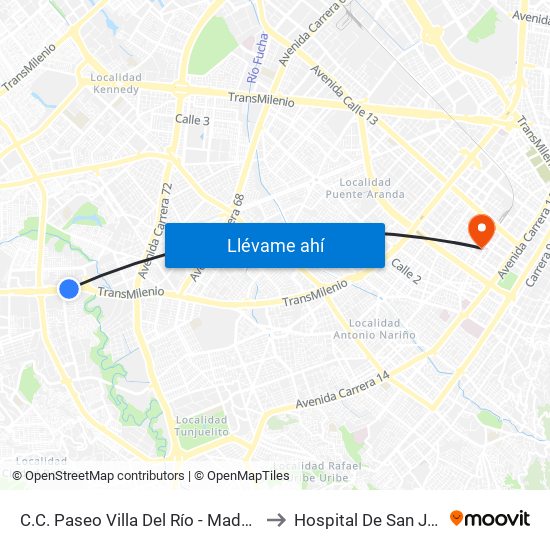 C.C. Paseo Villa Del Río - Madelena to Hospital De San José map