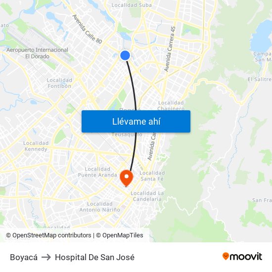 Boyacá to Hospital De San José map