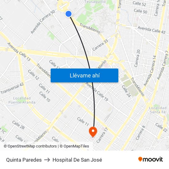 Quinta Paredes to Hospital De San José map