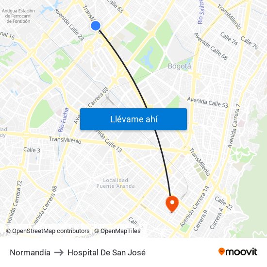 Normandía to Hospital De San José map