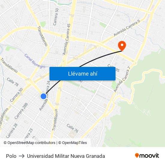 Polo to Universidad Militar Nueva Granada map