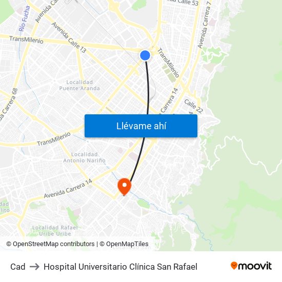 Cad to Hospital Universitario Clínica San Rafael map