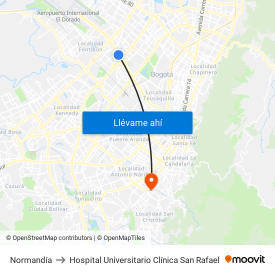 Normandía to Hospital Universitario Clínica San Rafael map