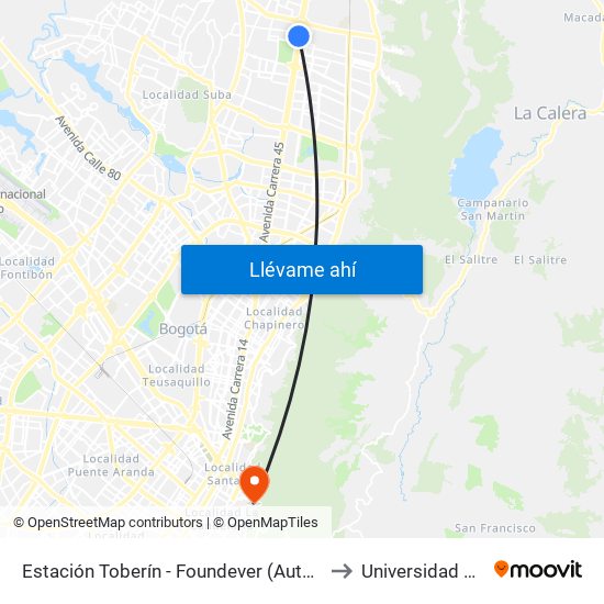 Estación Toberín - Foundever (Auto Norte - Cl 166) to Universidad América map