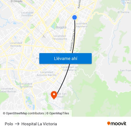 Polo to Hospital La Victoria map