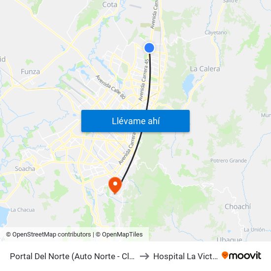 Portal Del Norte (Auto Norte - Cl 174a) to Hospital La Victoria map