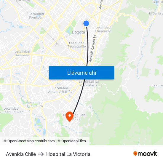 Avenida Chile to Hospital La Victoria map