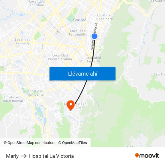 Marly to Hospital La Victoria map