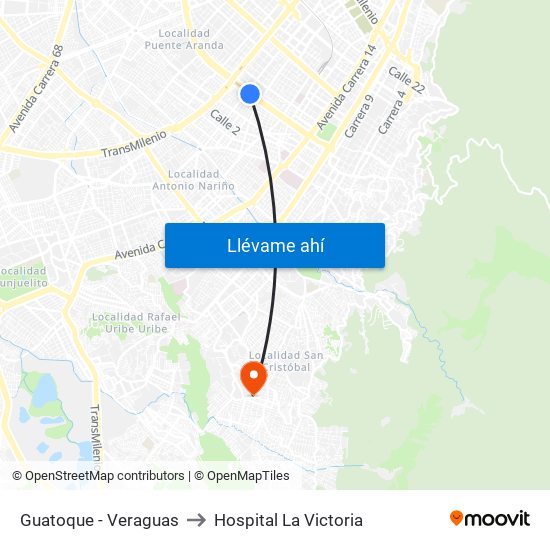 Guatoque - Veraguas to Hospital La Victoria map