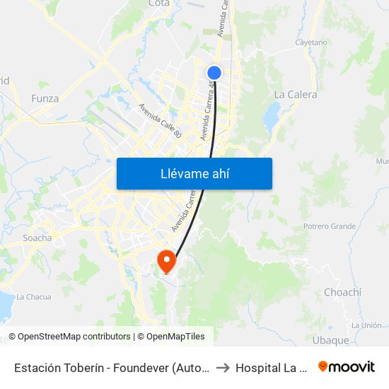 Estación Toberín - Foundever (Auto Norte - Cl 166) to Hospital La Victoria map