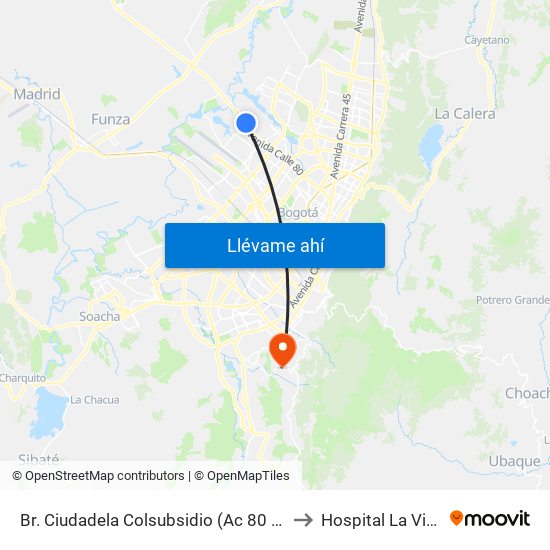 Br. Ciudadela Colsubsidio (Ac 80 - Kr 112a) to Hospital La Victoria map