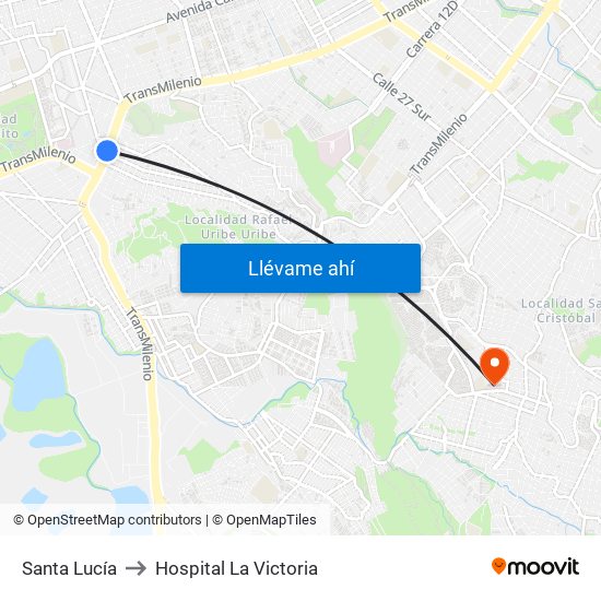 Santa Lucía to Hospital La Victoria map