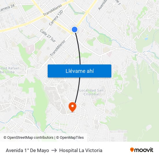 Avenida 1° De Mayo to Hospital La Victoria map