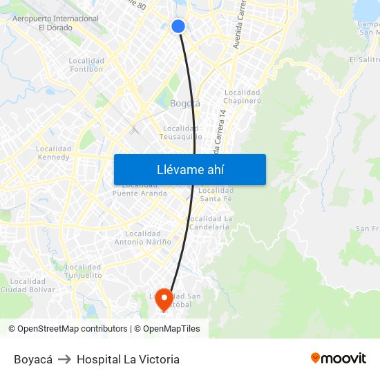 Boyacá to Hospital La Victoria map