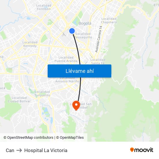 Can to Hospital La Victoria map