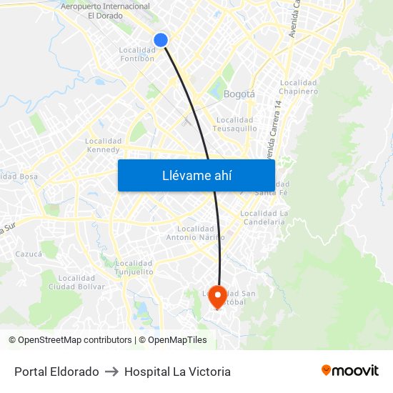 Portal Eldorado to Hospital La Victoria map