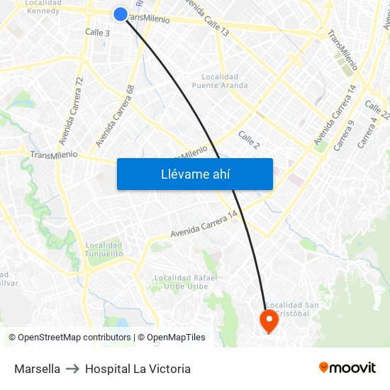 Marsella to Hospital La Victoria map