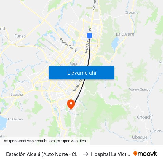 Estación Alcalá (Auto Norte - Cl 136) to Hospital La Victoria map