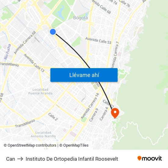 Can to Instituto De Ortopedia Infantil Roosevelt map