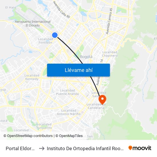 Portal Eldorado to Instituto De Ortopedia Infantil Roosevelt map