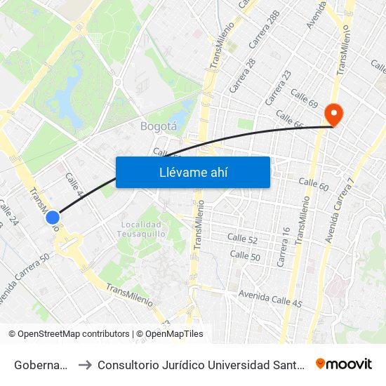 Gobernación to Consultorio Jurídico Universidad Santo Tomás map