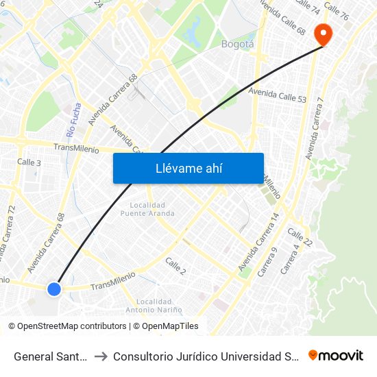 General Santander to Consultorio Jurídico Universidad Santo Tomás map