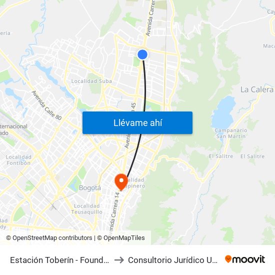Estación Toberín - Foundever (Auto Norte - Cl 166) to Consultorio Jurídico Universidad Santo Tomás map