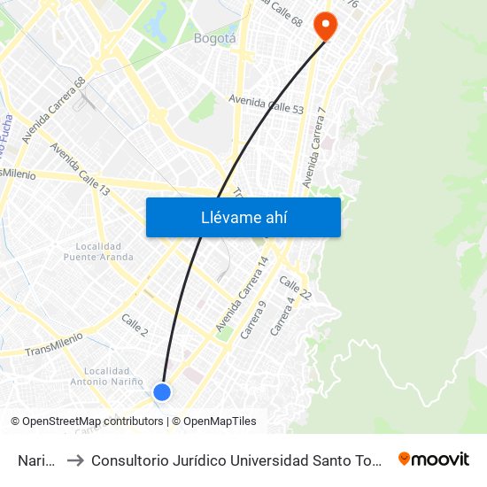 Nariño to Consultorio Jurídico Universidad Santo Tomás map