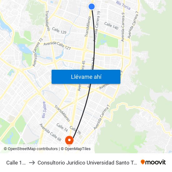 Calle 146 to Consultorio Jurídico Universidad Santo Tomás map