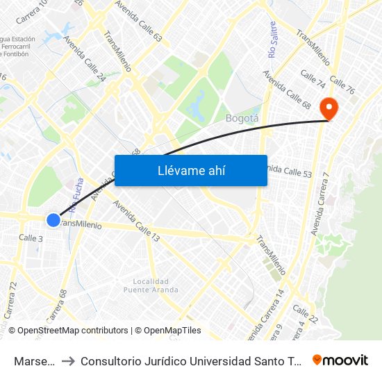 Marsella to Consultorio Jurídico Universidad Santo Tomás map