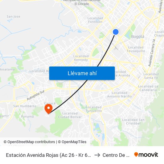 Estación Avenida Rojas (Ac 26 - Kr 69d Bis) (B) to Centro De Salud map