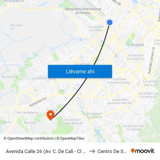 Avenida Calle 26 (Av. C. De Cali - Cl 51) (A) to Centro De Salud map