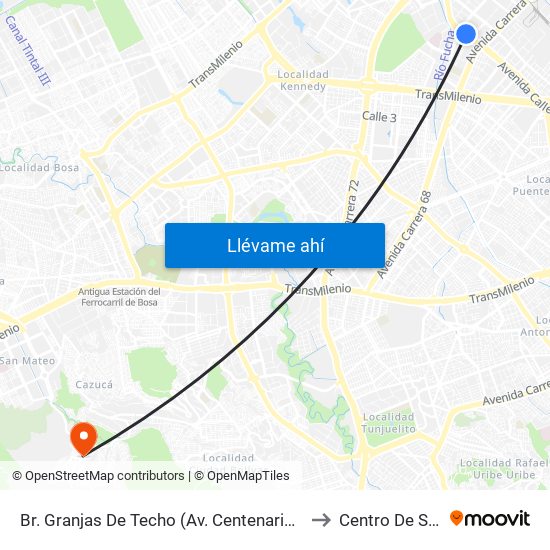 Br. Granjas De Techo (Av. Centenario - Kr 65) to Centro De Salud map