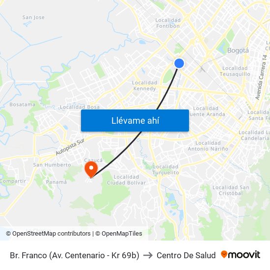 Br. Franco (Av. Centenario - Kr 69b) to Centro De Salud map