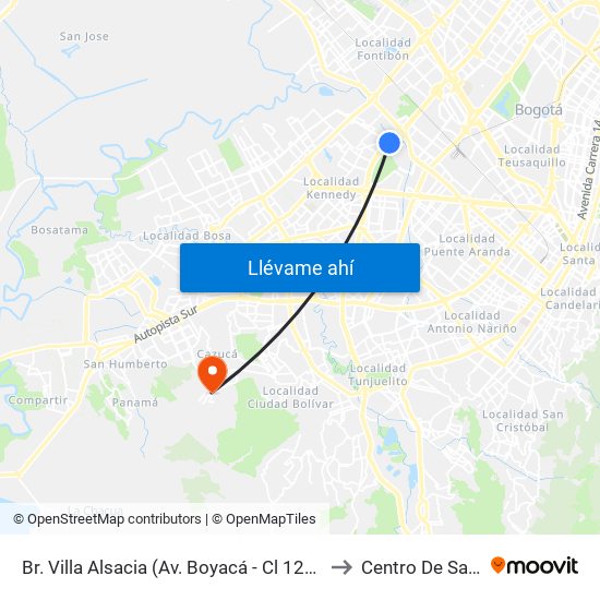 Br. Villa Alsacia (Av. Boyacá - Cl 12a) (A) to Centro De Salud map